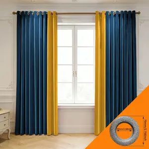 Luxury Colorblock Velvet Curtains, High Light Blocking Thermal Insulation, Living Room Bedroom Floor-Length Drapes, Multiple Colors Available