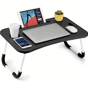 Portable Laptop Desk Foldable Table Computer Desk with Cup Holder and Drawer Suitable for Beds Sofas or Floors