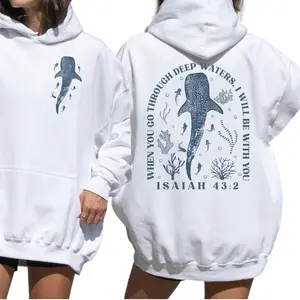 Whale Shark Christian Shirt, Christian Shark Shirt, Bible Verse Gifts Isaiah 43:2, Beachy Hoodie, Shark Hoodie, Jesus Hoodie Womenswear Sweatshirts
