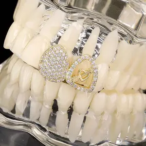 Zircon Flame Heart Arrow Cutout Grillz for Men & Women – Hip Hop Y2K Couple Jewelry, Personalized Gift