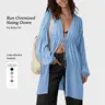 【SS26 Collection】TARSE Womens Oversized Swimsuit Cover Up Linen Blend Tie Front Kimono Long Cardigan Pleated Ruffle Flowy Coverup Beachwear with Pockets Vacation Outfits