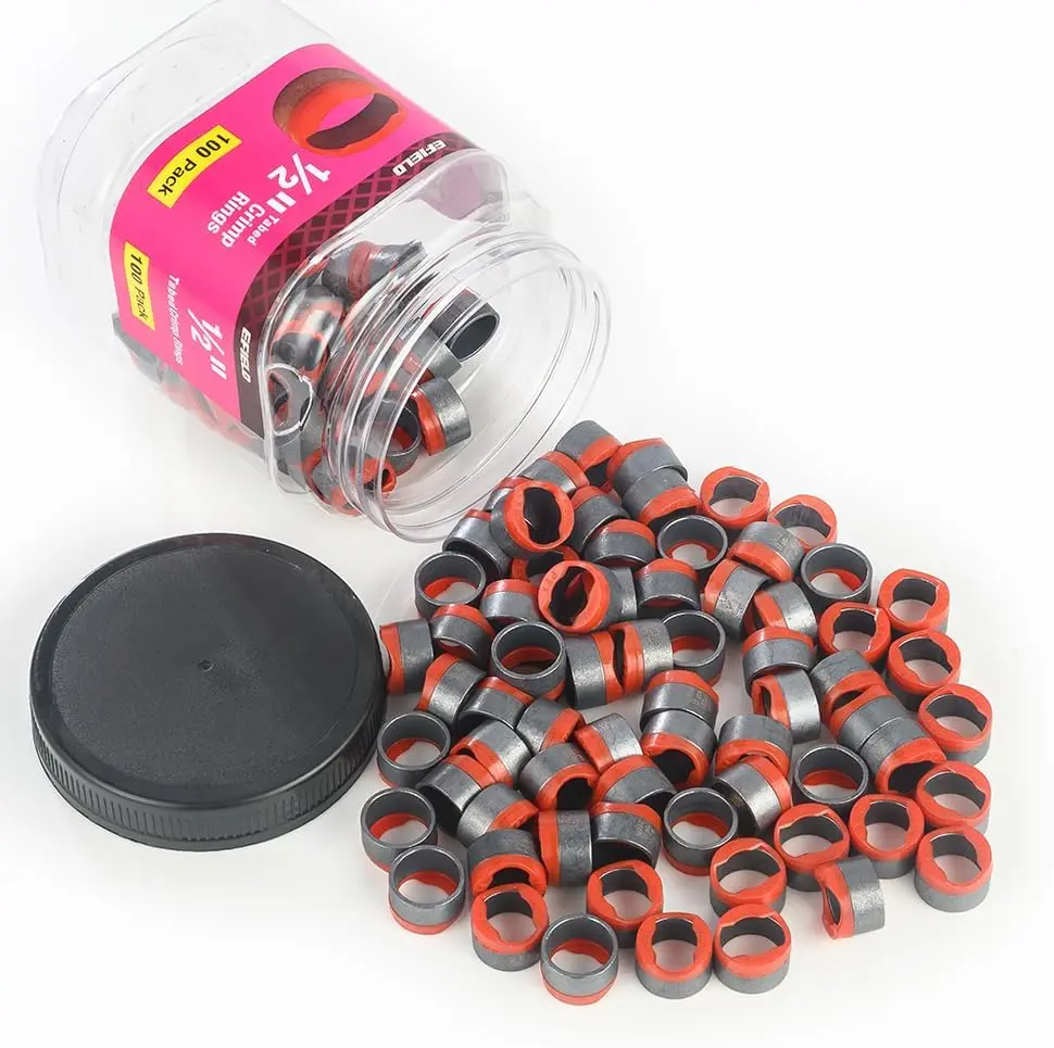 Pro100-Pack  1/2" Pex Copper Crimp Rings With End Stop, Black-Oxidized Surface ,(CLAMP042)
