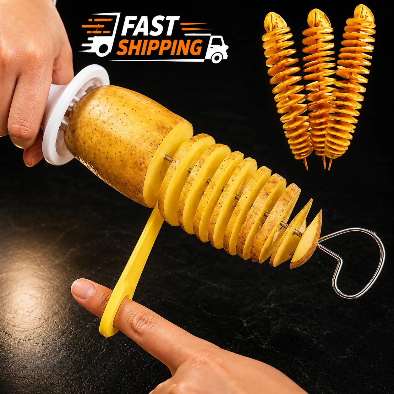 6PCS Stainless Steel Handheld Tornado Potato Spiral Cutters - Handheld Slicer, Durable Vegetable Slicer, Rustproof Kitchen Utensil, Simple to Clean Reusable Tool for Potatoes, Carrot Spiralizing, Parties