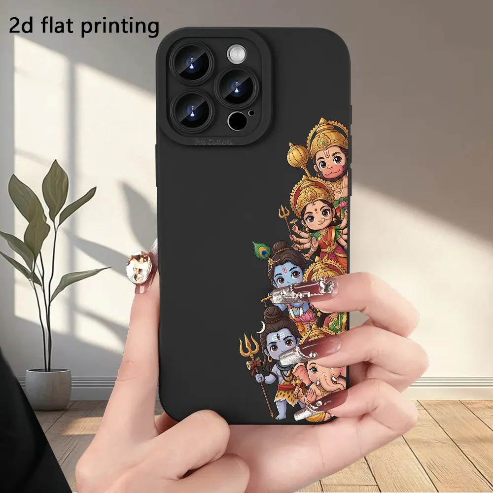 Phone Case: Cartoon Indian Gods Themed 2D Flat Pattern Angel Eye Phone Case, Suitable for iPhone 17 E Air Pro ProMax iPhone16 E 15 14 Plus 13 12 Mini 11 X XS MAX XR - Creative and Stylish Design, Unisex, a Holiday Gift for Valentine's Day