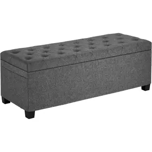 VEVOR Oval Storage Ottoman Bench, Foldable Teddy Fleece End of Bed Bench, Folding Upholstered Bed Ottoman Chest with Large Storage Space, Supports 660 lbs, for Living Room, Bedroom, Entryway, BlackVEVOR Super Brand Day