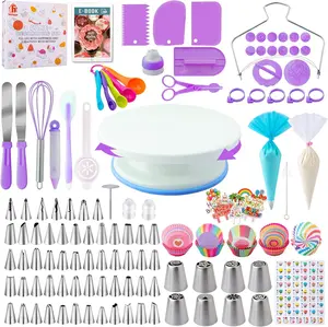 356pcs Cake Decorating Supplies Kit Tools, Baking Accessories with Cake Turntable, Pastry Piping Bag, Piping Icing Tips for Beginners