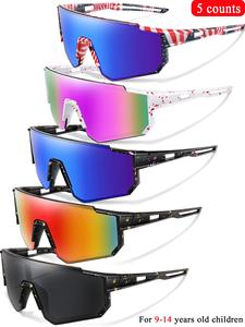 unisex sporty polka dot & striped pattern flat top shaped sunglasses set, teenage girl accessories, travel essentials, outdoor polarized sports sunglasses for kids, fashion accessories for outdoor activities