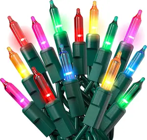 Christmas Lights (20 Feet, 100 Lights) – Multi Color Christmas Tree Lights Indoor with Green Wire - Colorful Holiday Christmas Light Indoor String Lights - Warm Multi Color Twinkle Lights
