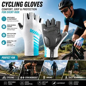 1 Pair Half Finger Cycling Gloves Sport Style, Breathable Mesh Shock Absorption Anti-Slip Grip, Unisex Workout Gym Bike Training Gloves