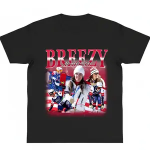 Breezy Johnson Alpine Skiing Downhill Fan Sports Shirt Gift y2k cotton fashion Streetwear Comfort Shortsleeve Casual Top Trending Easy Care Machine Wash Safe