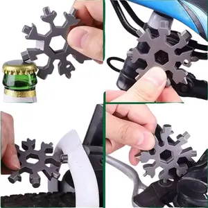 18 in 1 Multifunctional Snowflake Portable Mini Wrench Keychain in Four Colors for Versatile Use Compact & Solid Design