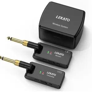 【Limited-Time Discounts】LEKATO WS-100 2.4Ghz Wireless Guitar System, with Charging Box, Rechargeable Wireless Guitar Transmitter Receiver, Wireless Audio for Electric Guitar Bass, Essential for Professional Guitarists,for Music Lovers