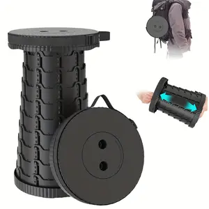 Adjustable Height Portable Folding Telescopic Chair-Compact and Durable Pp Material, Blue and Black Design, Perfect for Hard Floor, Easy to Carry and Store, Adjustable Height Chair | Modern Folding Chair | Elastic Support Structure, portable Folding Chair