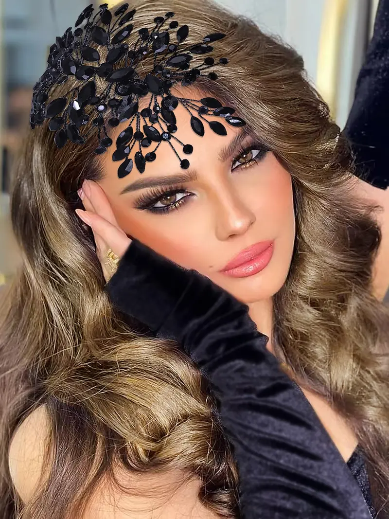 Super Elegant Rhinestone Headband to Enhance your Casual or Night Our Hair look Gold Crystal Pearl Bridal Headband: Silver Rhinestone  main image 4