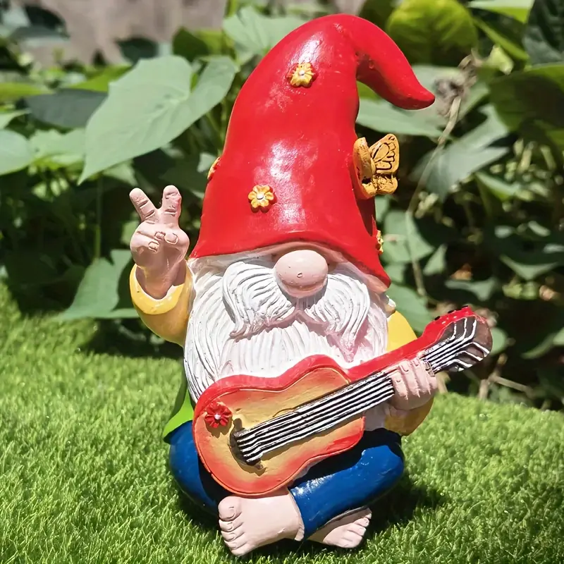 Charming Guitar Gnome Resin Statue – Ideal for Garden, Courtyard & Home Decor, Perfect Accent for Room Styling, Garden Accessories
