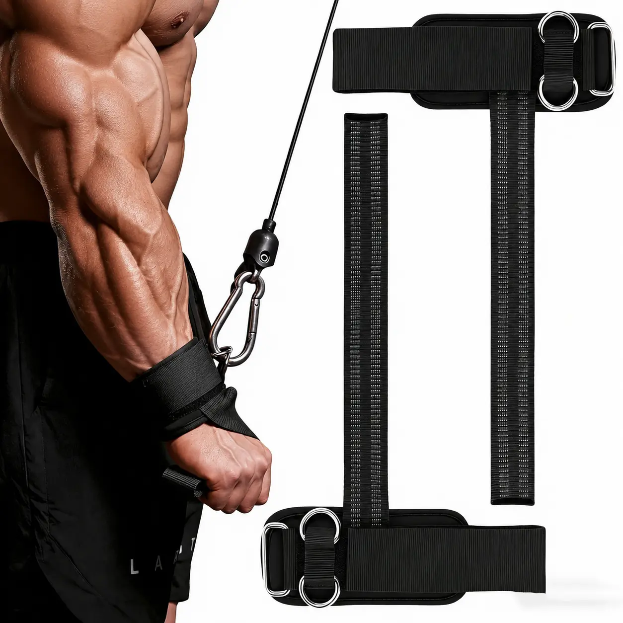 MAOZAIZAI 2 Size Gym Lifting Straps with D Rings for Cable Machine Wrist Straps for Weightlifting, Weight Lifting Wrist Wraps for Men Women