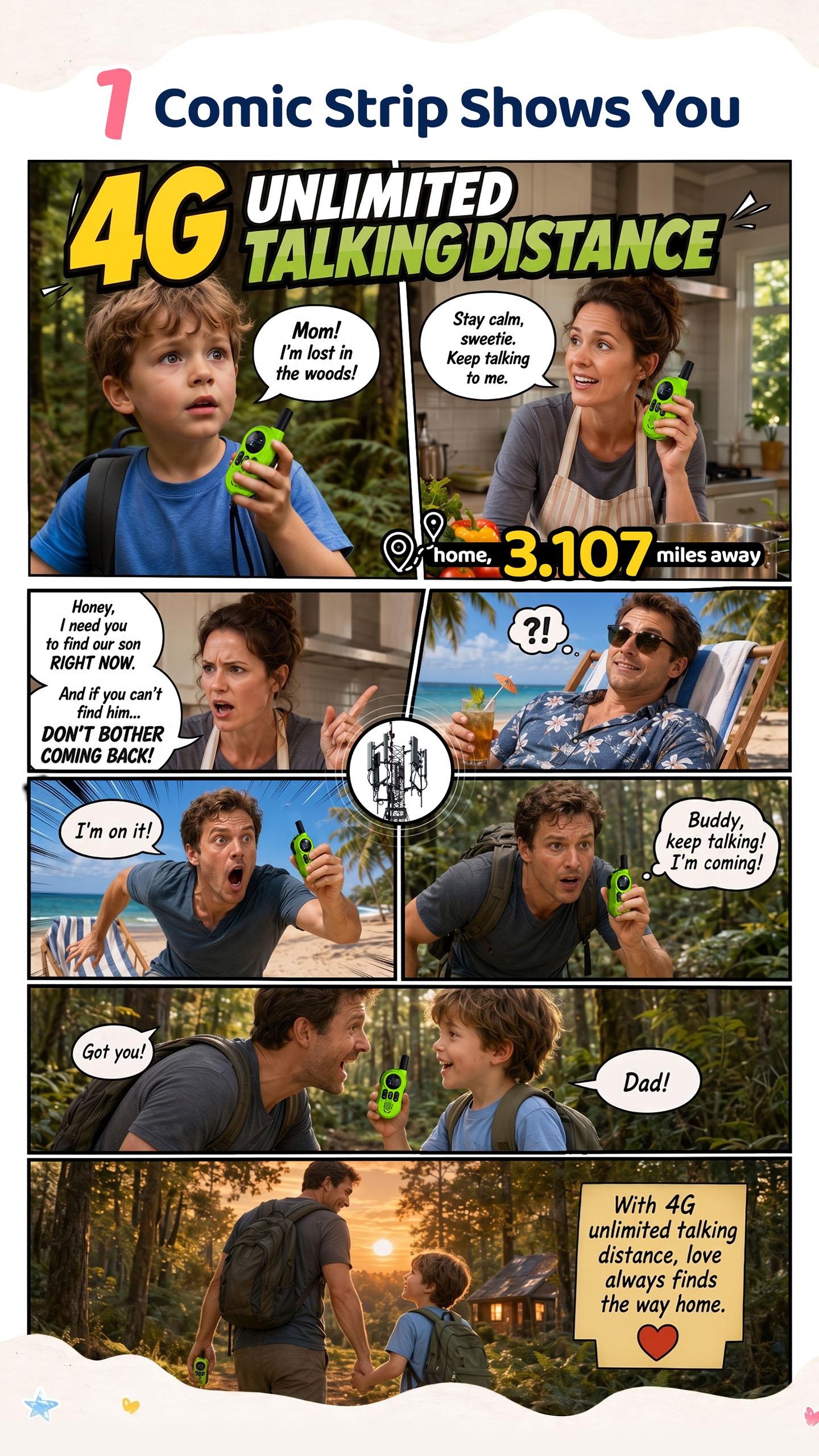 UNIKOO N200 4G Sim-Based Kids Walkie Talkie (Ages 6-12) - US Nationwide Coverage, 10-Year Free Data, No Monthly Fee, 1-Button Push-To-Talk, Anti-Interference, Shockproof, Rechargeable for Outdoor Play, School Commute