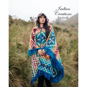 Geometric Southwestern Style Alpaca Cape.