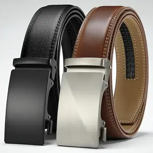 Mens High Quality Ratchet Leather Belt For Men 2 Pack - Customizable Fit, Effortless Style Adjustable Waist Size (38 to 40)