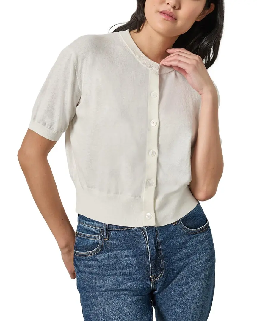 Lilla P Short Sleeve Linen-Blend Cardigan