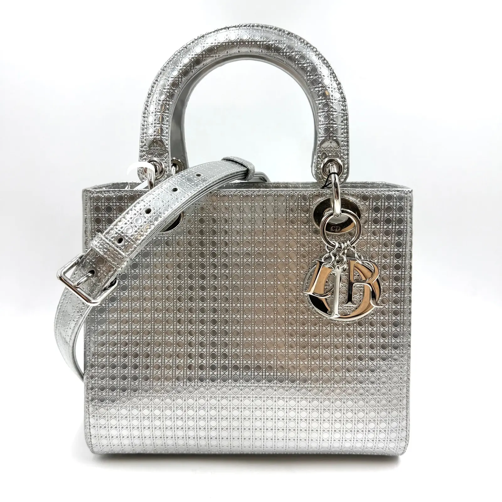 Pre-owned Dior AsShown Shoulder Bags 4297 Christian Lady Micro Cannage Metallic Handbag 26.05.13