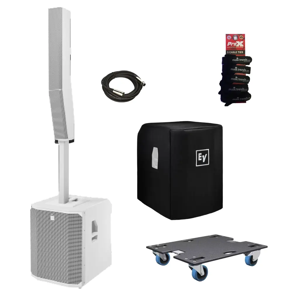 Electro-Voice White EVOLVE 90  18" Portable column kit w/ dolly + Cover & XLR