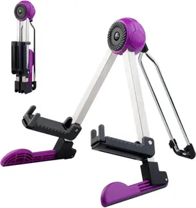 Guitar Stand - Electric and Acoustic, Floor Standing Holder for Guitars, Bass, Banjo, Cello - Portable, Foldable, and Small A-Frame Design GGS-03