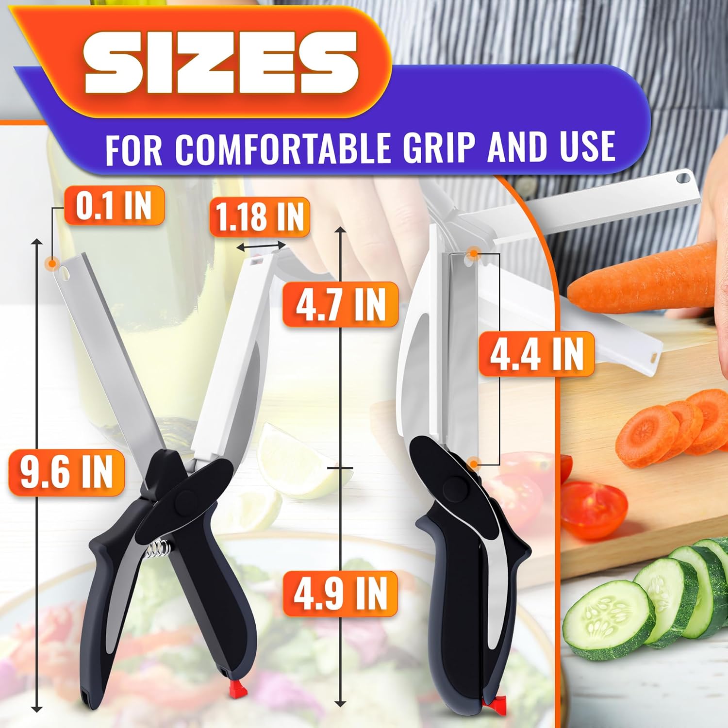 Cutting Board Scissors - Smart Kitchen Scissors with Cutting Board Vegetable Scissors Food Cutter Knissors Food Scissors with Cutting Board Attached .
