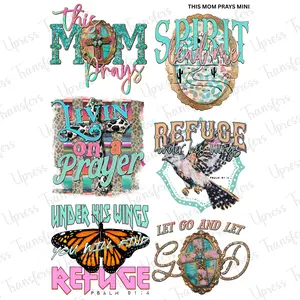 This Mom Prays Mini DTF Transfer Gang Sheet 24.5" Wide x 36" Long Direct To Film Trendy Vibrant Designs for Stylish Wardrobe