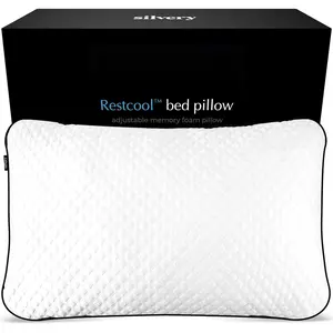 Infused Restcool Bed Pillow - Adjustable Memory  Fill with Self-Cooling Fabric - Self-Cleaning Technology that Stays  3X  (White, )