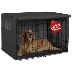 Explore Land 42 inches Dog Crate Cover - Durable Polyester Pet Kennel Cover Universal Fit for Wire Dog Crate (Black)