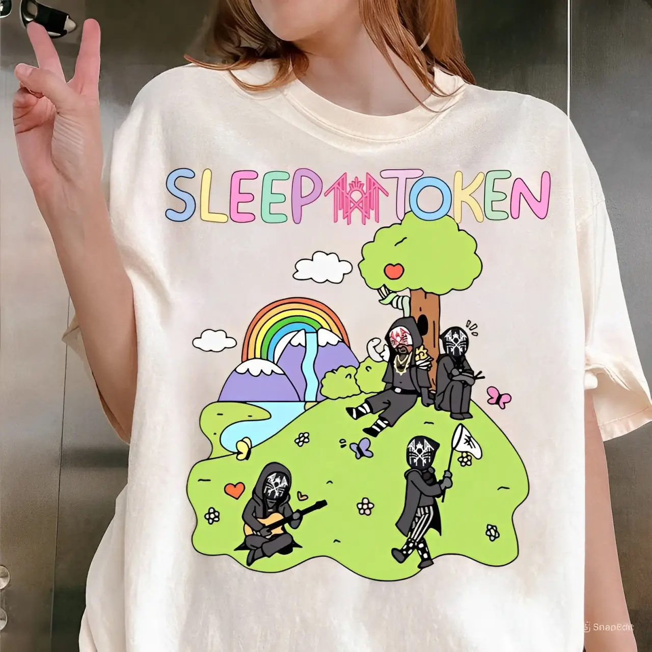 Sleep Token C0wboy Rider Shirt Cute Rainbow T-Shirt Casual Cotton