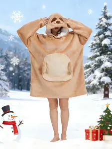 Cute Sloth Hoodie Blanket for Women  Ultra Soft Plush Wearable Blanket Pajama, Oversized Cozy Hooded Sleepwear with Front Pocket Loungewear Vibe