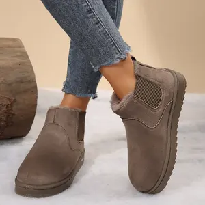 Women's Snow Boots Warm Plush Lined Fleece Slippers Thick Bottom Non-Slip Indoor Outdoor Shoes