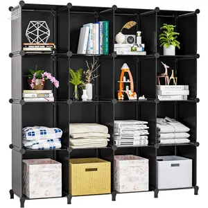 16 Cubby Storage Organizer, Closet Clothes Storage Organizer, Cube Shelves Closet Organizers and Storage Shelves for Clothing Storage with Hammer, Bookshelf for Kids