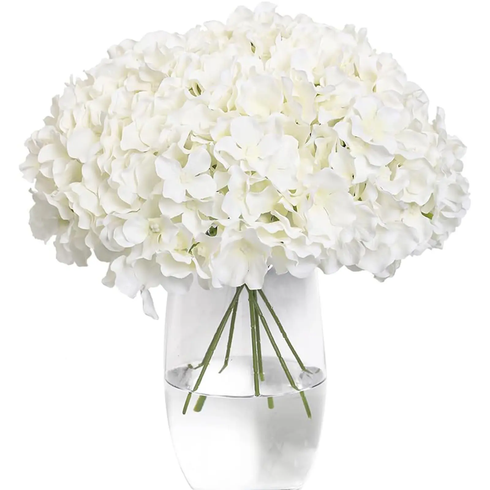 White Hydrangea Artificial Flowers Bulk, 20 Pcs Faux Hydrangea Flowers Heads, Artificial Fake Silk Hydrangea Flowers with Stems, White Flowers Artificial for Decoration Wedding Décor