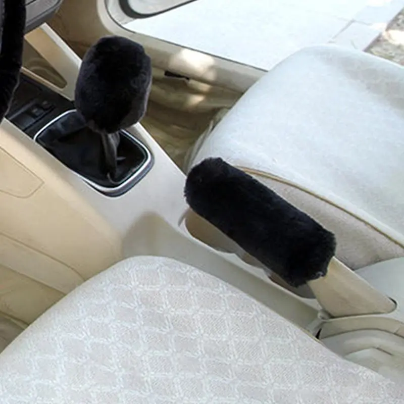 Car Handbrake Cover, Car Gear Shift Knob Plush Protective Cover, Shift Lever Cover, Car Interior Decoration Accessories, Automatic Shift Knob