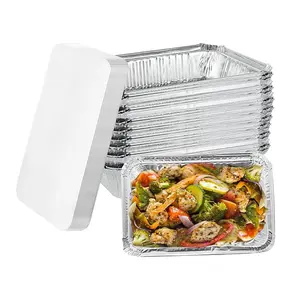 55 Count Aluminum Pans With Lids - 2.5 LB  (8.7"x 6.2") Oblong Pans - To Go Containers With Lids - Disposable Tin Foil Pans - Perfect For Catering, Meal Prep, Baking, Freezer Safe