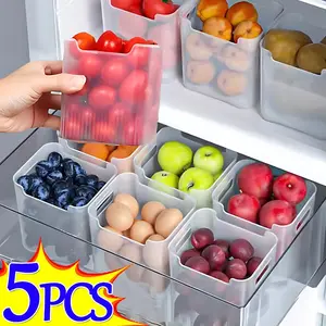 Refrigerator Storage Boxes – Food Fresh Organizer Crisper Containers for Fruit, Vegetables & Spices (1/5PCS)