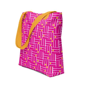 OTILA Pink Bricks Tote Bag - 100% Polyester, 15" x 15" Size, 10L Capacity, Dual Cotton Handles, Modern Design, Eco-Friendly Production