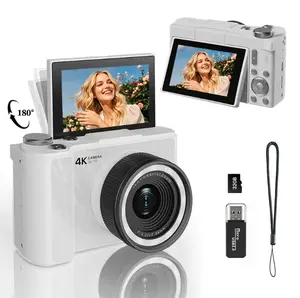 New Upgrade 1.0 4K Digital Camera for Photography,  Foldable Screen Portable Vlogging Camera with 32GB SD Card, Wrist Strap, Self Timer, Anti-Shake,  Digital Zoom, Great Gift for Girls, Boys Teenagers, and Beginners