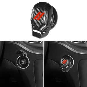 YOSRTER Push Start Button Cover fit for Dodge Challenger Charger Durango Journey Aluminum Alloy Engine Start Stop Button Cover Protector for Dodge Interior Accessories Ignition Switch Trim (Red Trim)