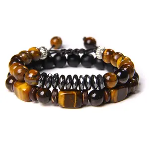Tiger's Eye &Hematite Design Bracelet Natural Healing Crystal Gorgeous Stone Gemstone Jewelry Energy Love Girlfriend Boyfriend Souvenir Valentine Anniversary New Year Christmas Halloween Birthday Gift
