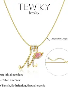 Women's Snake Chain Necklace, Adjustable Heart Zirconia Pendant, Valentine Gift, Layered Letter Design, Silver Color Jewelry