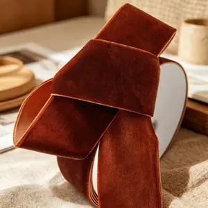 Velvet Ribbon 100% Nylon, 25mm Width, 25m Roll, Soft and Smooth Texture, Glossy Velvet Surface, Durable and Drapable Base