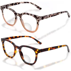 Bifocal Reading Glasses for Women with Spring Hinge Ladies Stylish Top Clear Blue Light Blocking Readers
