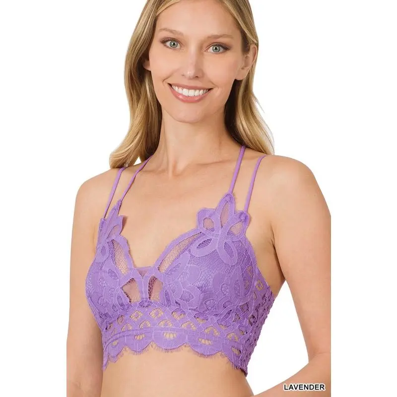 ZENANA Crochet Lace Bralette with Bra Pads
