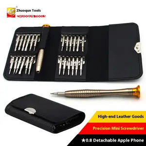 25-in-1 Leather Case & Wallet Set Pentagon 0.8T6 Multi-Tool Precision Screwdriver Set for Phones, Watches & Eyewear Aluminum Alloy Screwdriver Set