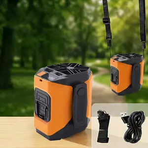 3 in 1 Wearable Waist Fan with Power Bank & LED Torch, Rechargeable Cooling Fan for Jobsite, Farm & Travel