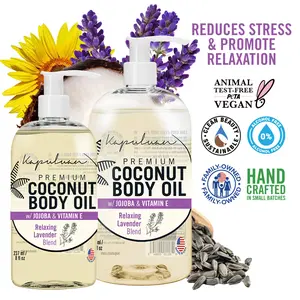 Kapuluan Coconut Body Oil Soothing Relaxing Lavender with Sunflower Jojoba and Vitamin E Body Care Blend Herbal Calming Scent
